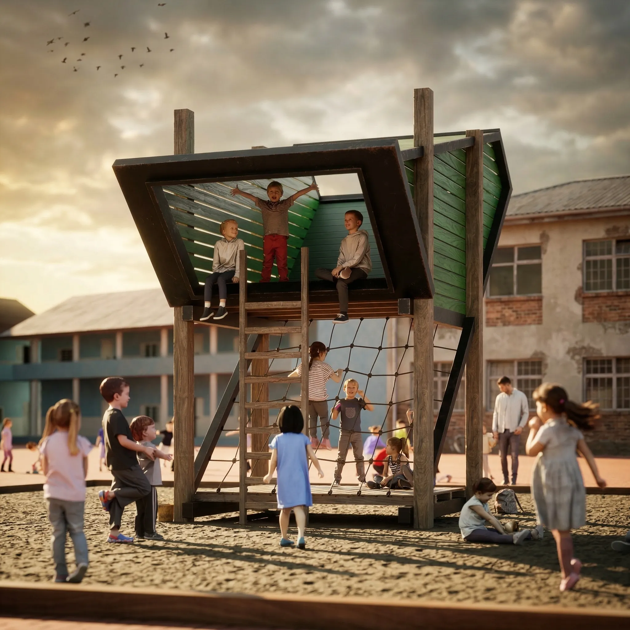 Render Vista exterior de Casa En El Árbol — PatagoniaBIM